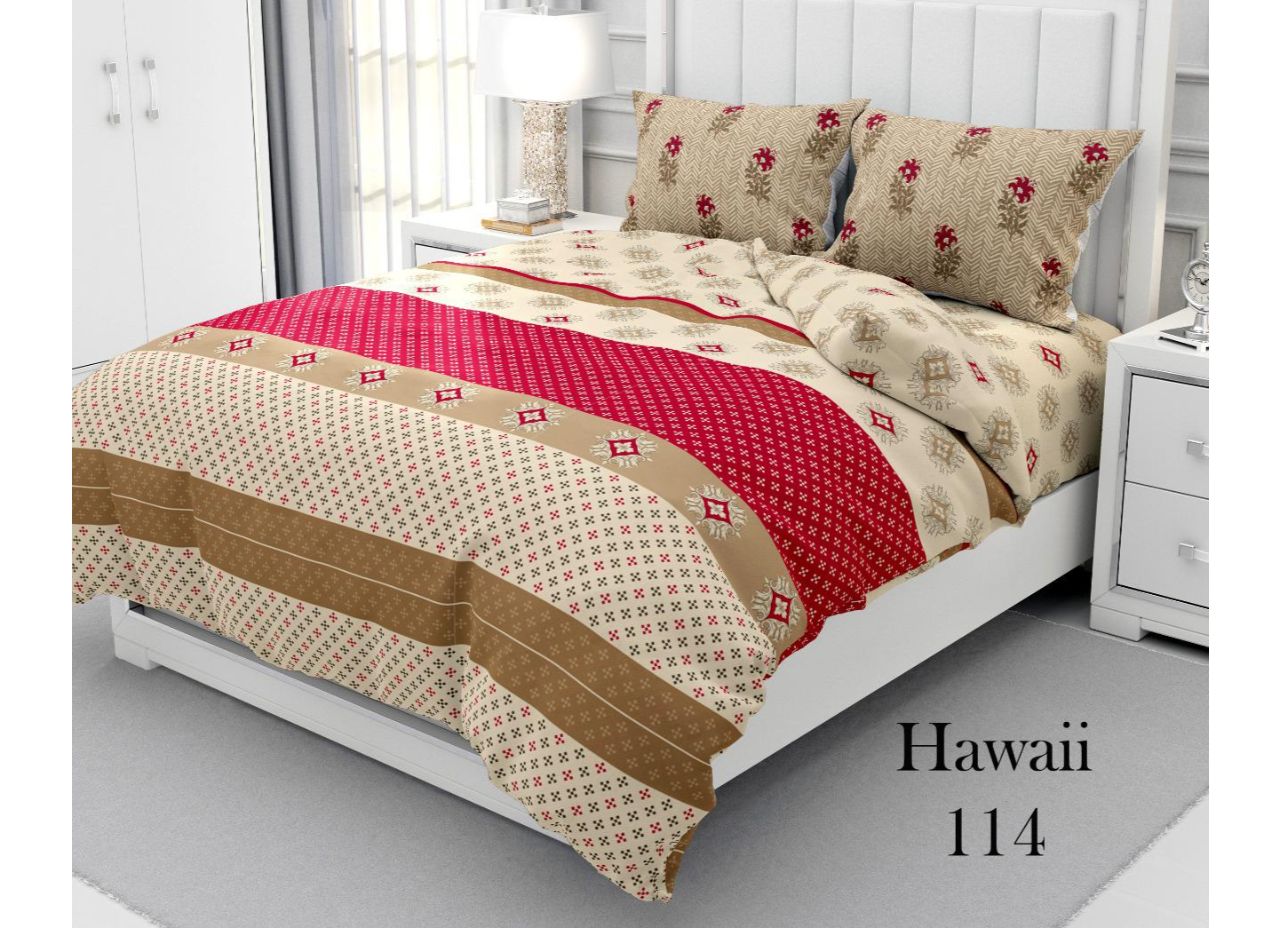 Beige Base Red Booti Print  King Size Twil Cotton Bed Sheet