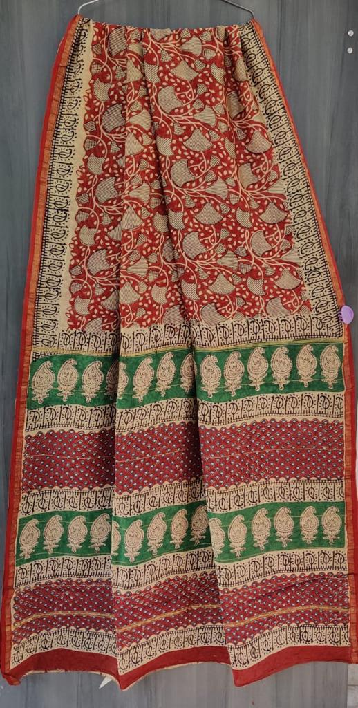 Red Butta Print Chanderi Saree with Blouse