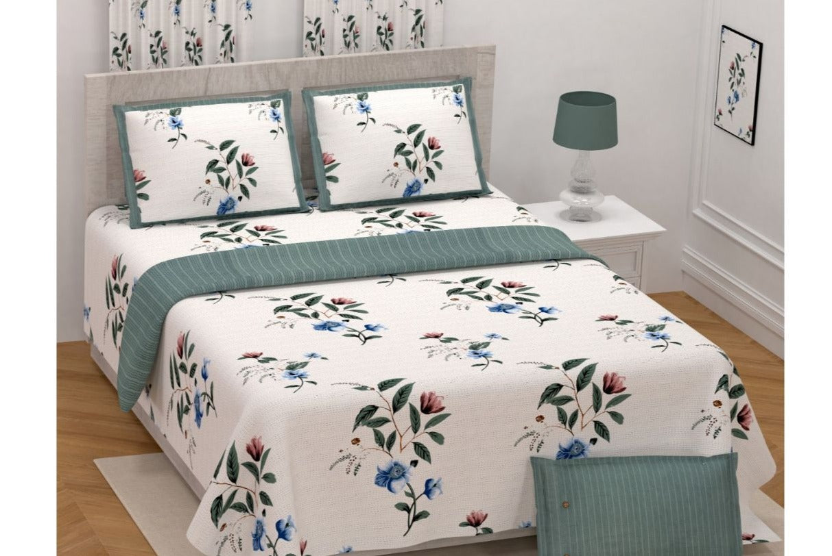 Beautiful Lavender Flower Print 108*108, XXL Size Premium Cotton Bed Sheet