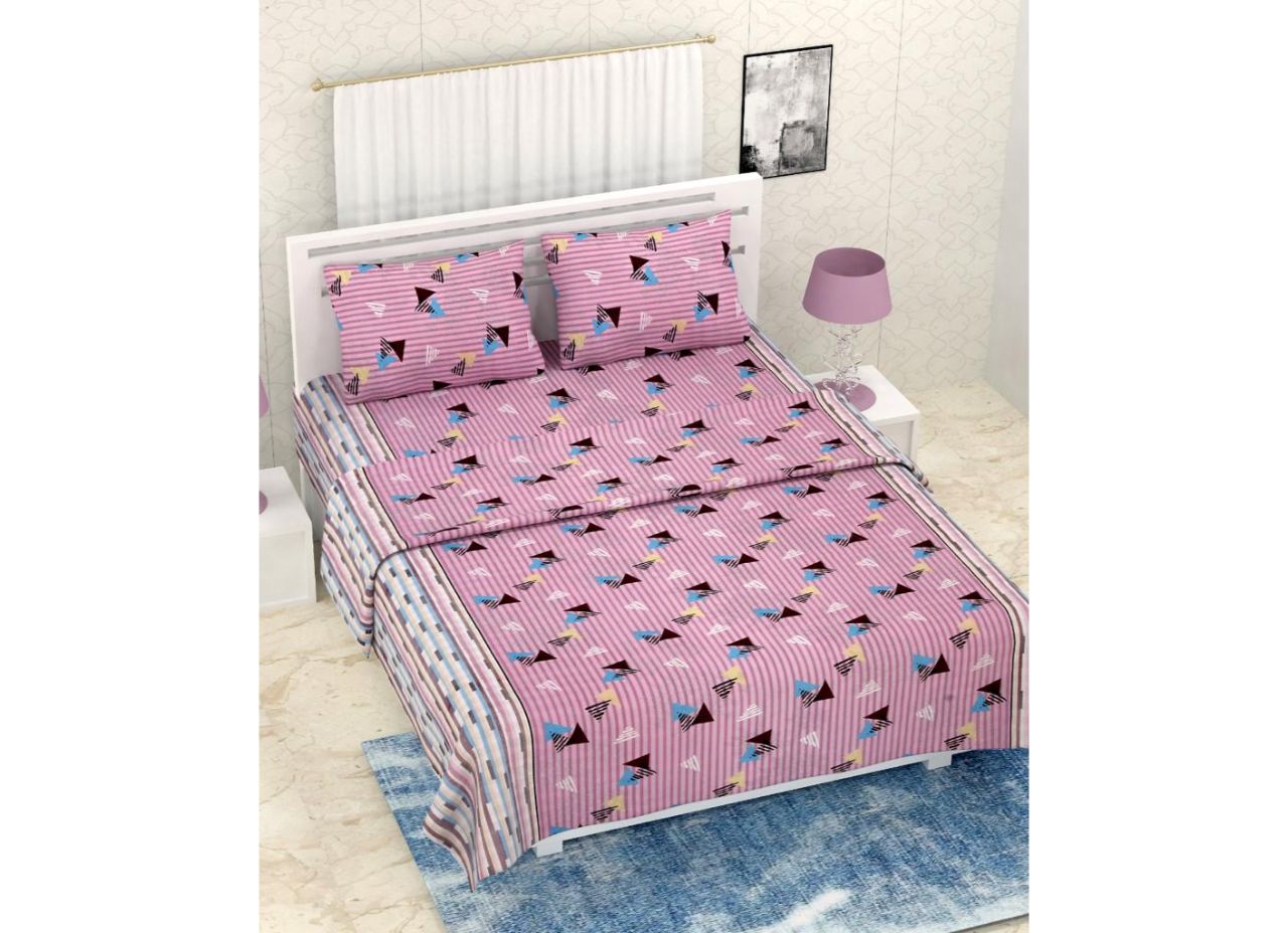 Beautiful Pink Bed sheet with 3 Layer Dohar Combo Set
