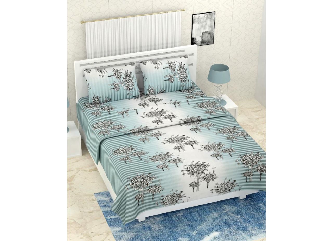 Beautiful Sky Blue Bed sheet with 3 Layer Dohar Combo Set