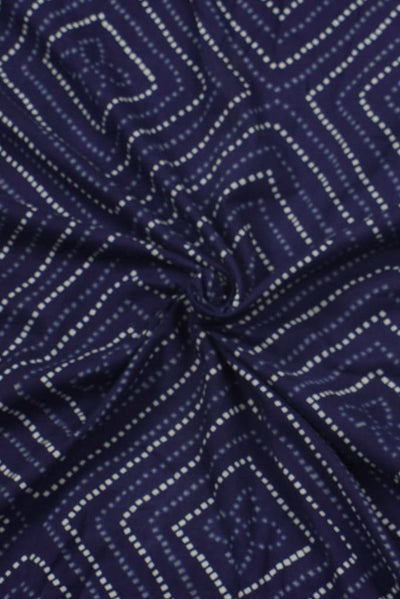 Blue Bandhej Print Rayon Fabric