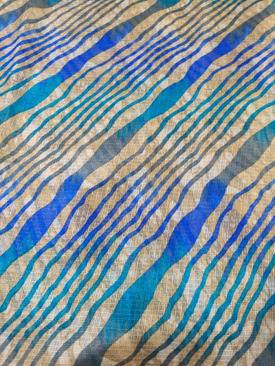 Blue Stripes Print Kota Doria Fabric