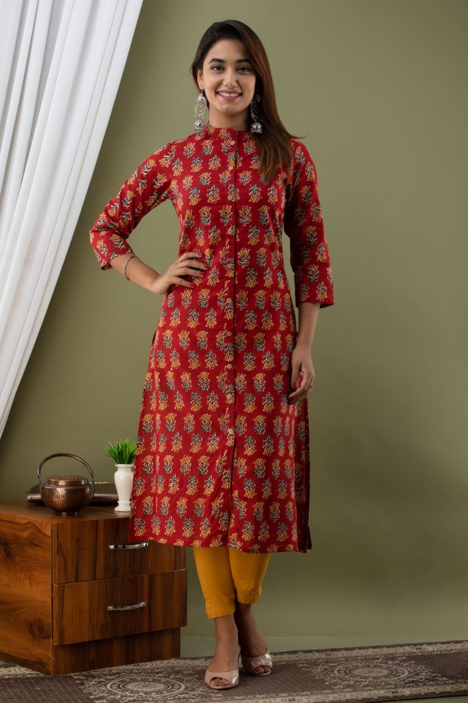 Red Abstract Jaipuri Cotton Kurti. Pure Versatile Cotton. | Laces and  Frills | Laces and Frills
