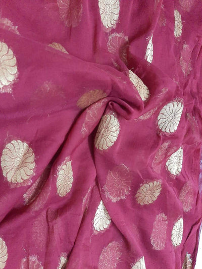 Maroon Gold Chakra Print Chiffon Fabric