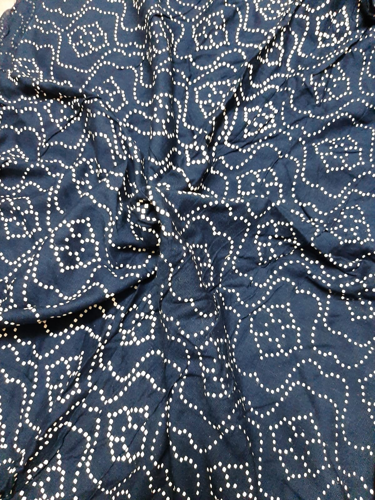 Blue Bandhej Print Rayon Fabric