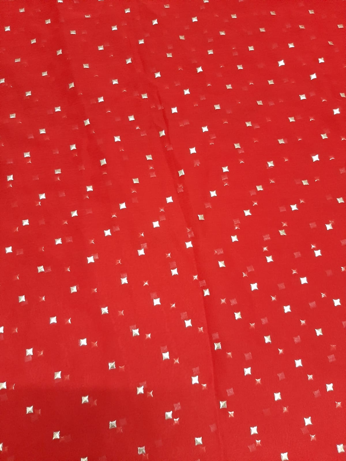 Red Star Print Chiffon Fabric
