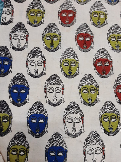 Multicolor Buddha Print Kalamkari Cotton Fabric