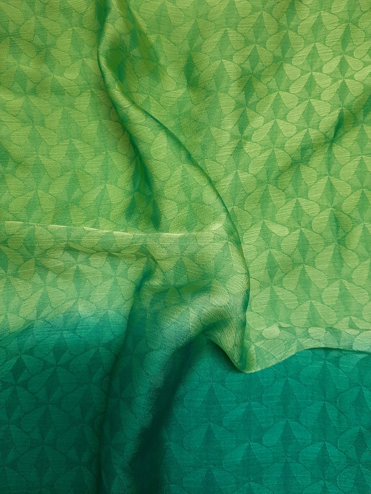 Green Shaded Rangoli Print Georgette Fabric