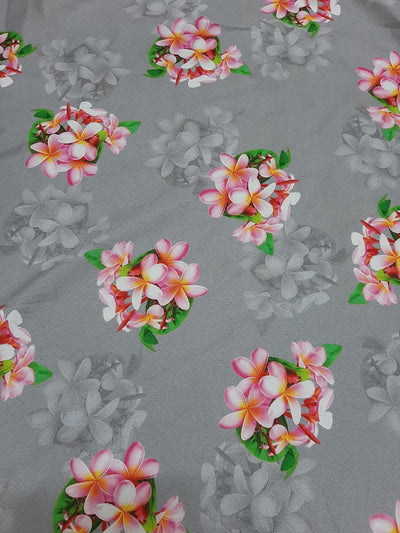 Gray Flower Print Digital Crepe Fabric