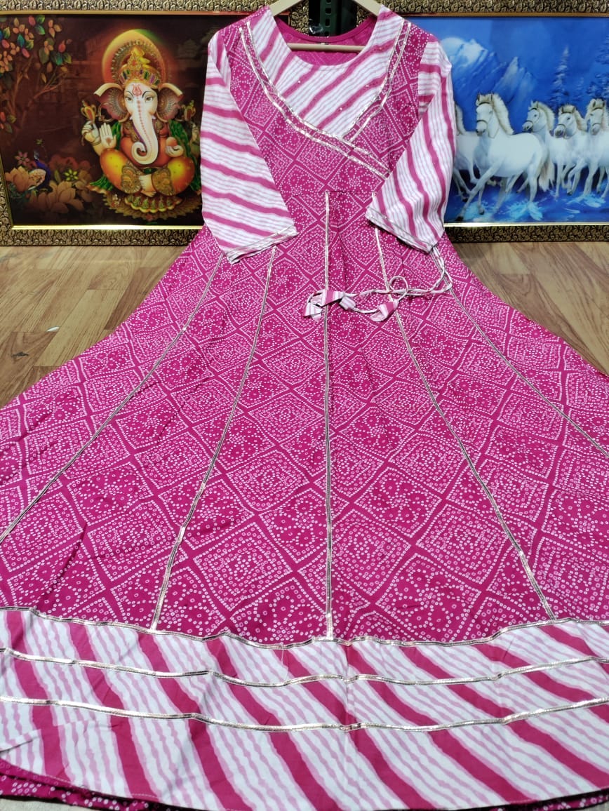 Pink Gotta Work Stipes Print Rayon Gown
