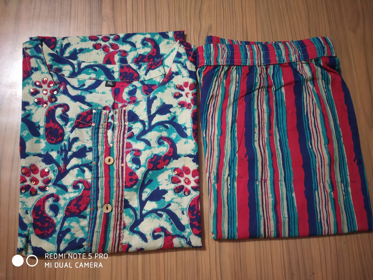 Multicolor Butta Print Cotton Kurti with Pant