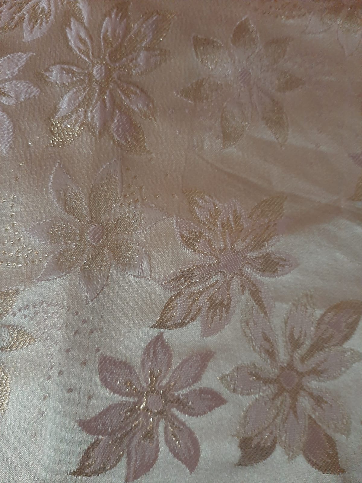 Gold Flower Print Digital Crepe Fabric